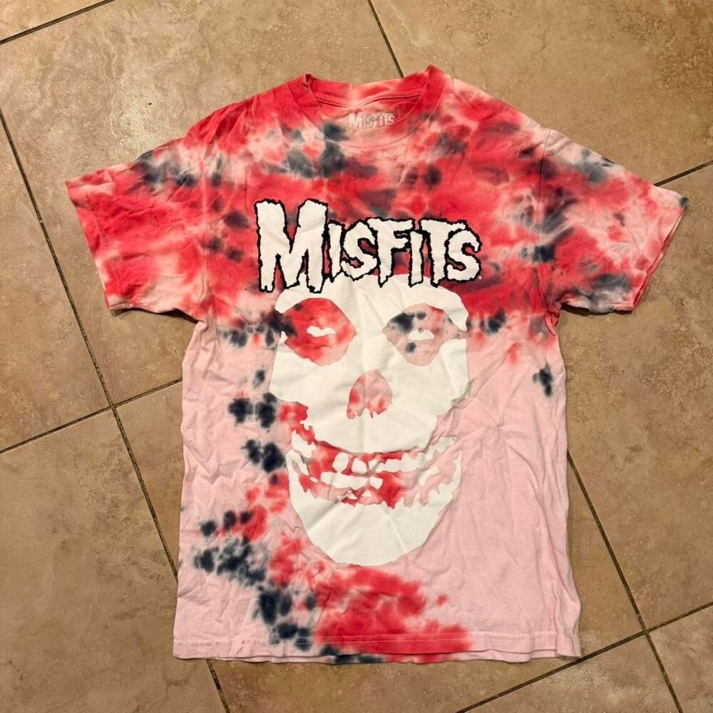 Misfits Tie Dye Skull T Shirt Medium Red Pink Punk Band Graphic Fiend